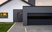 Infinity Flush Panel Smooth Steel Garage Door with Horizontal Modern Glass Design