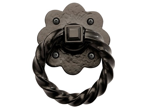 4" Black Solid Aluminum Twisted Ring Pull w/ Base