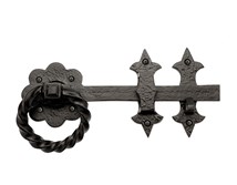 10" 3/4 Carriage House Twisted Ring Door Latch; Cast Aluminum; Black