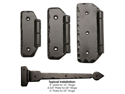 4", 4-3/4", 6" Rustic Butt Hinge Plate ; Solid Aluminum For Rustic spear and Mission Flat End Hinges
