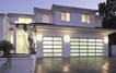 Contemporary Aluminum & White Laminate (Privacy) Glass Garage Door