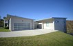 Contemporary Aluminum & White Laminate (Privacy) Glass Garage Door